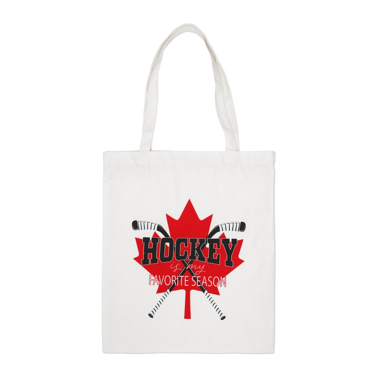 15" Red Maple Leaf Hockey Tote Bag by Fab Finds
